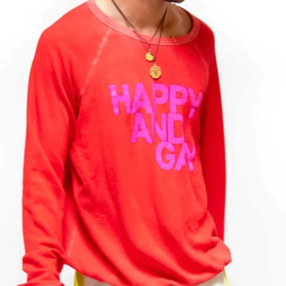 Freecity Happy & Gay Raglan Sweatshirt Size XL - Picture 1 of 8